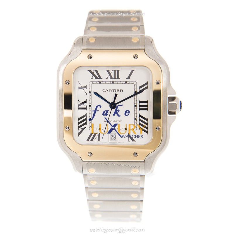 Cartier W2SA0006 Automatic 18kt Gold & Steel | White Dial | Silver Strap Replica Watch - Image 2
