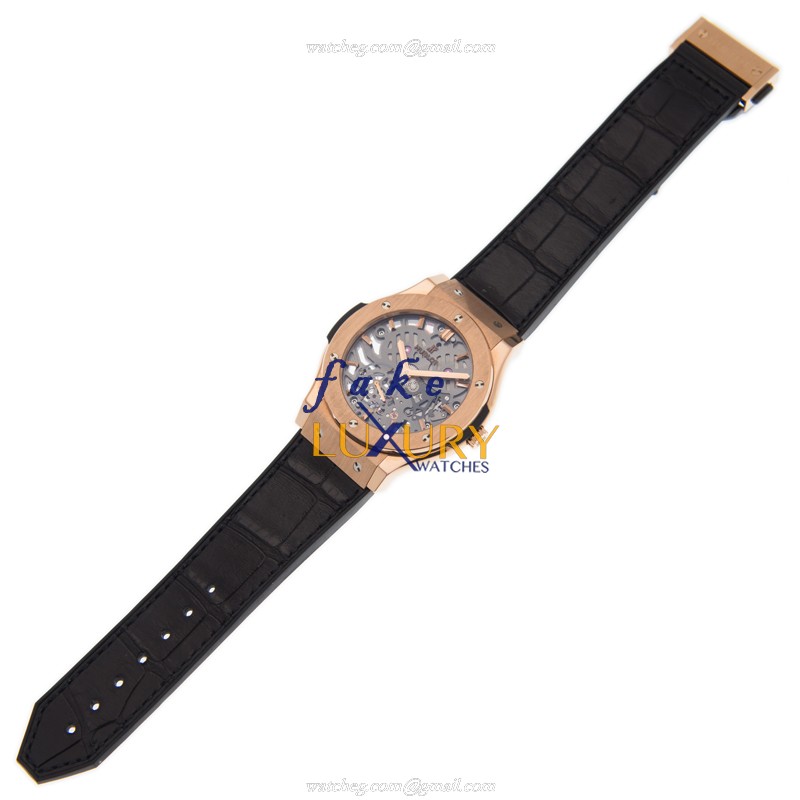 Hublot 545.OX.0180.LR Manual Wind 18kt Rose Gold Replica Watch, Swiss Movement, Silver Dial, Black - Image 2