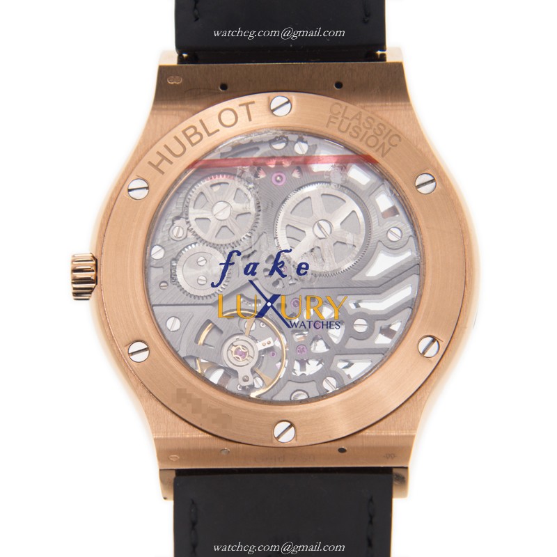 Hublot 545.OX.0180.LR Manual Wind 18kt Rose Gold Replica Watch, Swiss Movement, Silver Dial, Black - Image 3