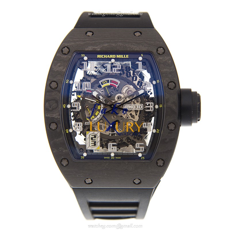 Richard Mille RM030 Automatic - Replica Watch - Stainless Steel - Silver Dial - Black Rubber - Image 2