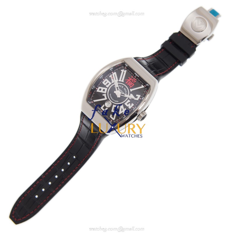 Franck Muller V 45 SC DT FU AC.NR VANGUARD Automatic Steel Black Dial Alligator Replica Watch - Image 2