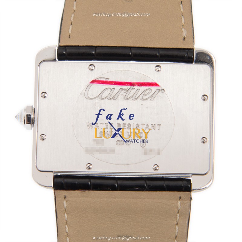 Cartier TANK WA301370 Automatic 18kt White Gold Diamond Black Alligator Replica Watch - Image 3