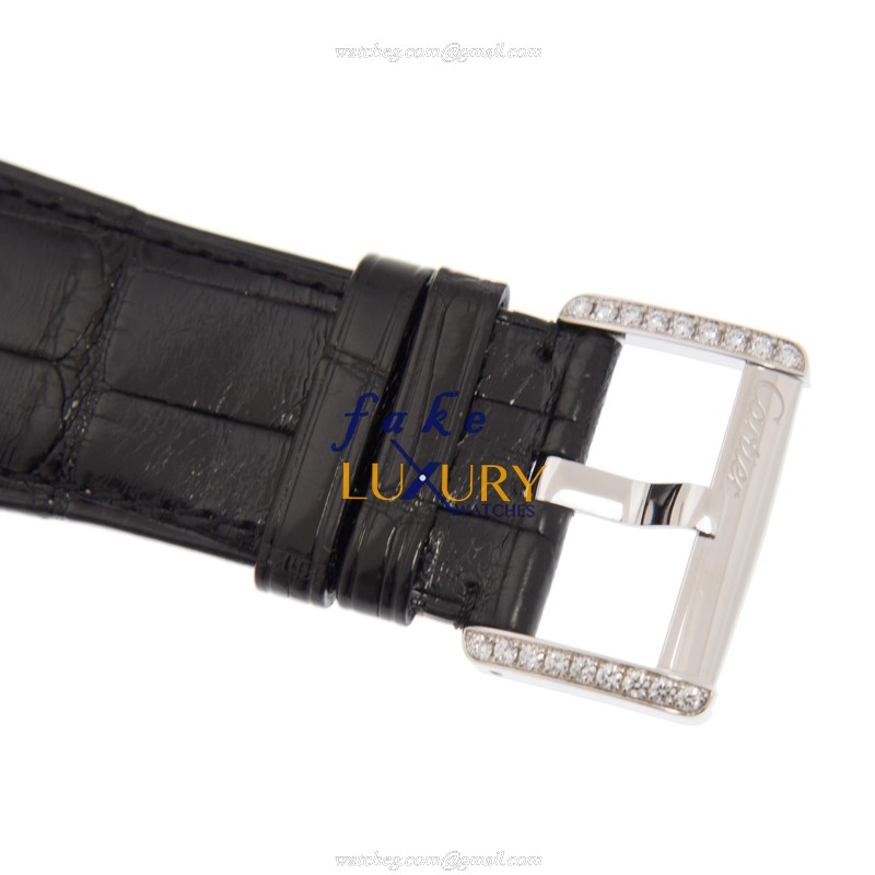 Cartier TANK WA301370 Automatic 18kt White Gold Diamond Black Alligator Replica Watch - Image 4