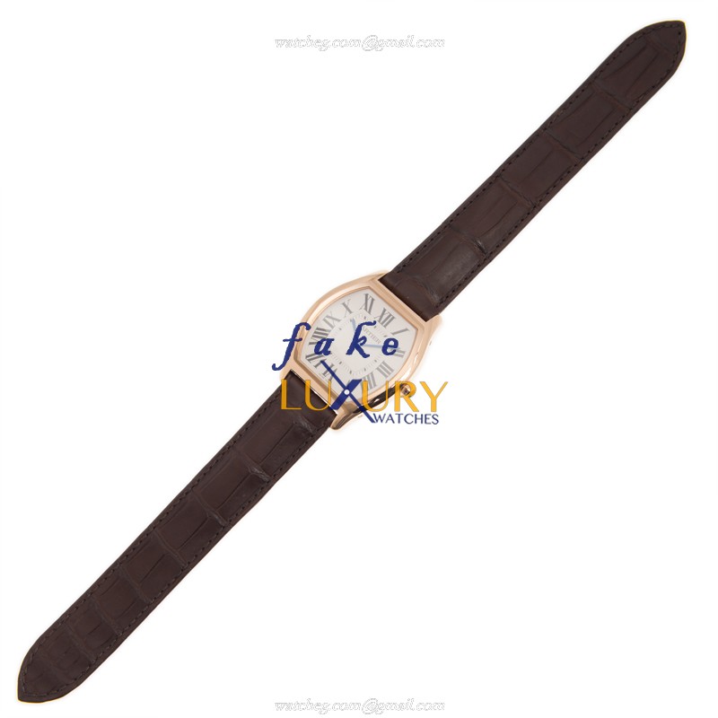 Cartier WGTO0002 TORTUE Automatic 18kt Rose Gold White Dial Black Alligator Strap Replica Watch - Image 2