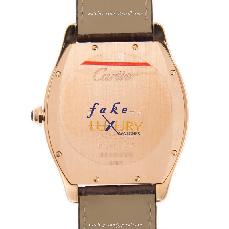 Cartier WGTO0002 TORTUE Automatic 18kt Rose Gold White Dial Black Alligator Strap Replica Watch - Image 3