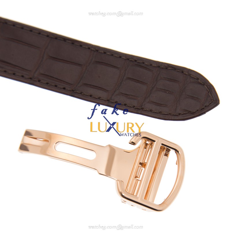 Cartier WGTO0002 TORTUE Automatic 18kt Rose Gold White Dial Black Alligator Strap Replica Watch - Image 4