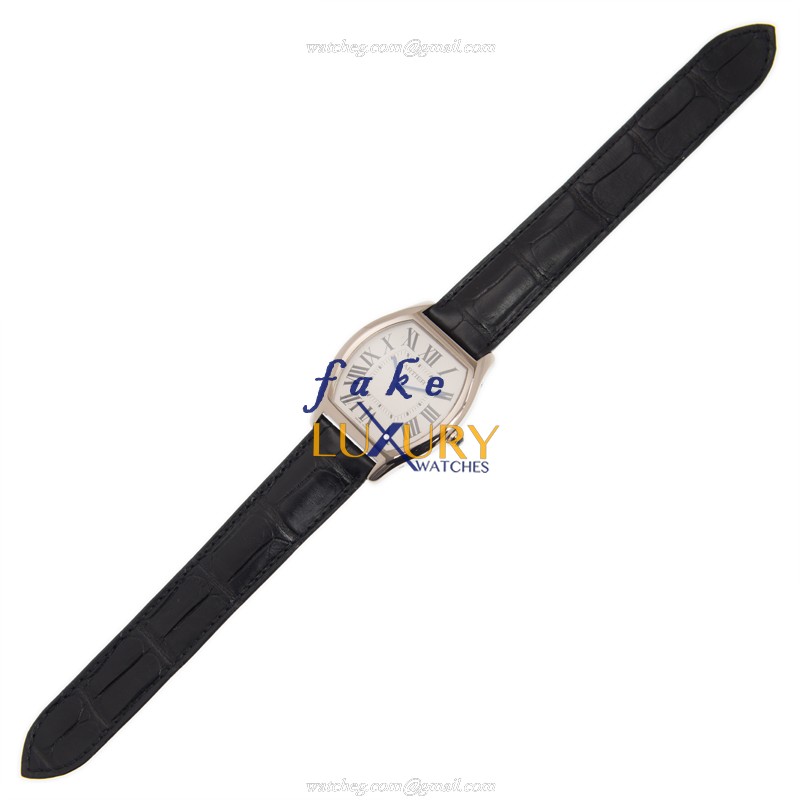 Cartier TORTUE WGTO0003 Automatic 18kt White Gold White Dial Alligator Strap Replica Watch - Image 2