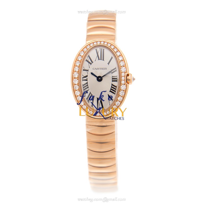 Cartier WB520026 BAIGNOIRE Quartz 18kt Rose Gold & Diamond Replica Watch - Swiss Movement, White - Image 2