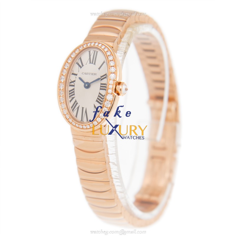 Cartier WB520026 BAIGNOIRE Quartz 18kt Rose Gold & Diamond Replica Watch - Swiss Movement, White - Image 3