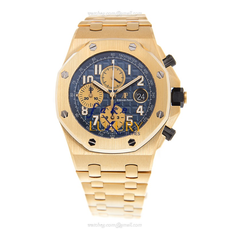 26470BA.OO.1000BA.01 - Audemars Piguet Royal Oak Offshore Replica Watch 18kt Yellow Gold Blue Dial - Image 2