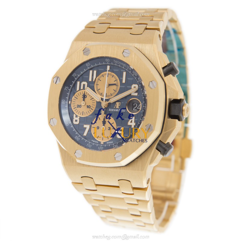 26470BA.OO.1000BA.01 - Audemars Piguet Royal Oak Offshore Replica Watch 18kt Yellow Gold Blue Dial - Image 3