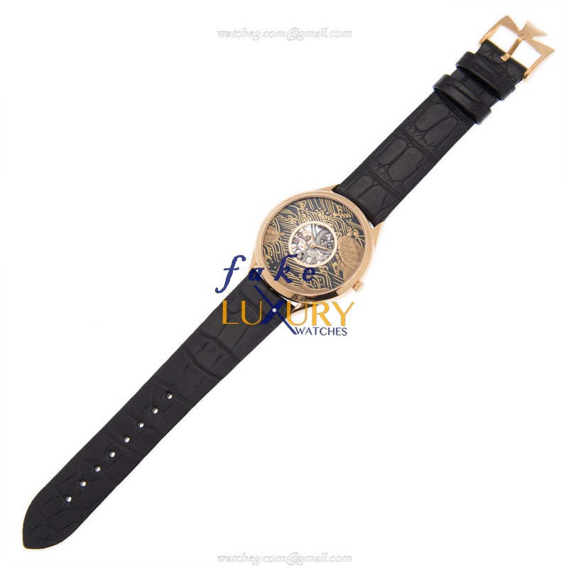 33222/000R-9548 - Vacheron Constantin Metiers DArt Replica Watch - Manual Wind Rose Gold Black Dial - Image 2