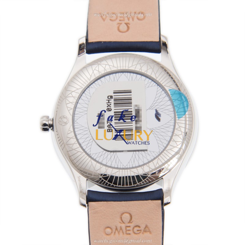 Omega 428.17.36.60.04.001 Quartz Stainless Steel & Diamond Replica Watch, White Dial, Leather Strap - Image 3