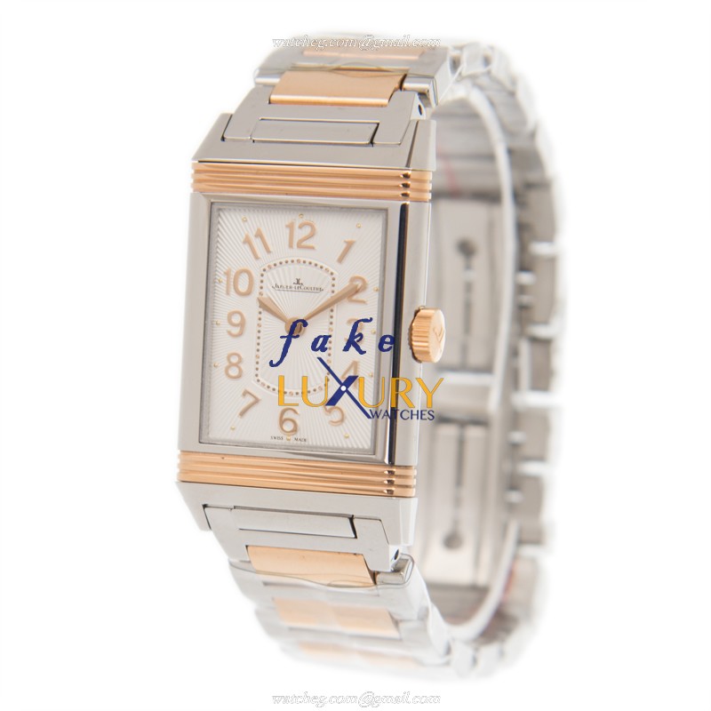 Jaeger-Lecoultre Reverso Quartz 18kt Rose Gold Steel Q3204120 Silvery White Dial Replica Watch - Image 3
