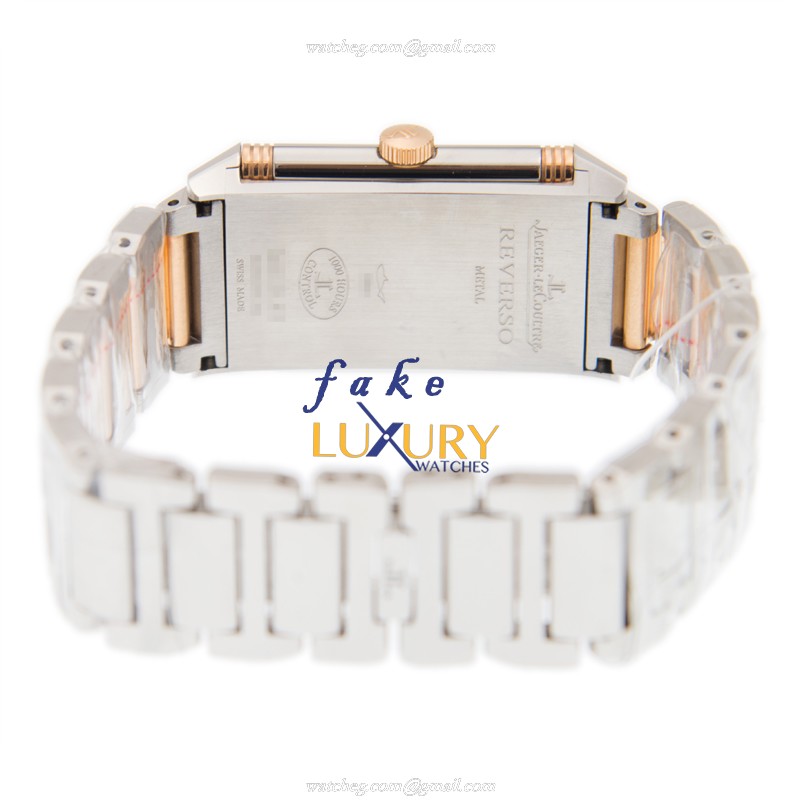 Jaeger-Lecoultre Reverso Quartz 18kt Rose Gold Steel Q3204120 Silvery White Dial Replica Watch - Image 4