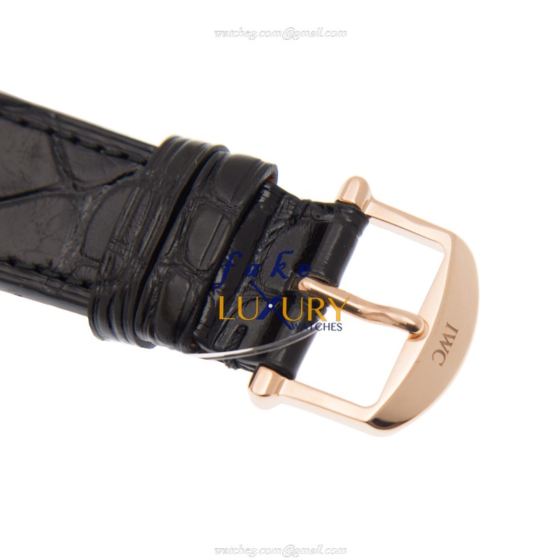 IWC IW459009 Portofino Automatic 18kt Rose Gold Diamonds White Dial Black Alligator Strap Replica - Image 4