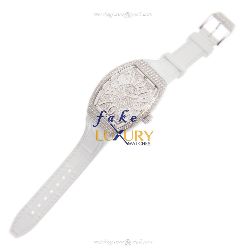 Franck Muller V 35 SC AT FO D CD AC.BC Vanguard Replica Watch, Silver Dial, White Gold & Diamond - Image 2