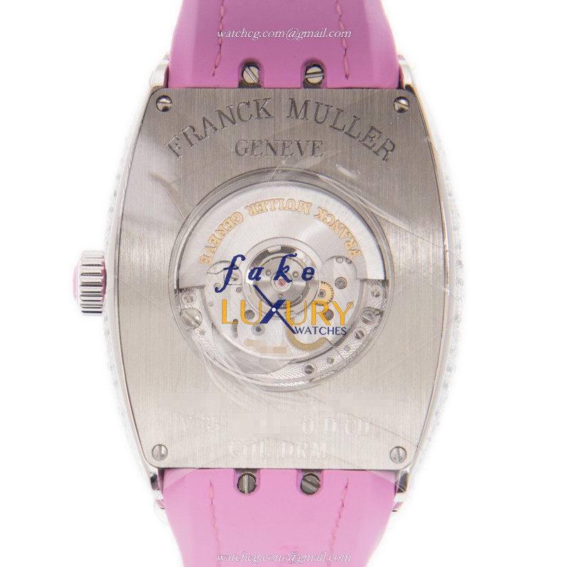 Franck Muller V35 SC AT FO D CD COL DRM AC.RS Vanguard Automatic Silver Dial Pink Strap Replica - Image 3