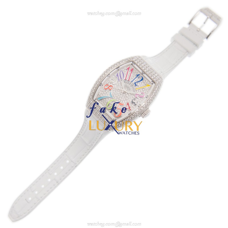 Franck Muller V 35 SC AT FO D CD COL DRM AC.BC Automatic 18kt White Gold & Diamond Replica Watch - Image 2