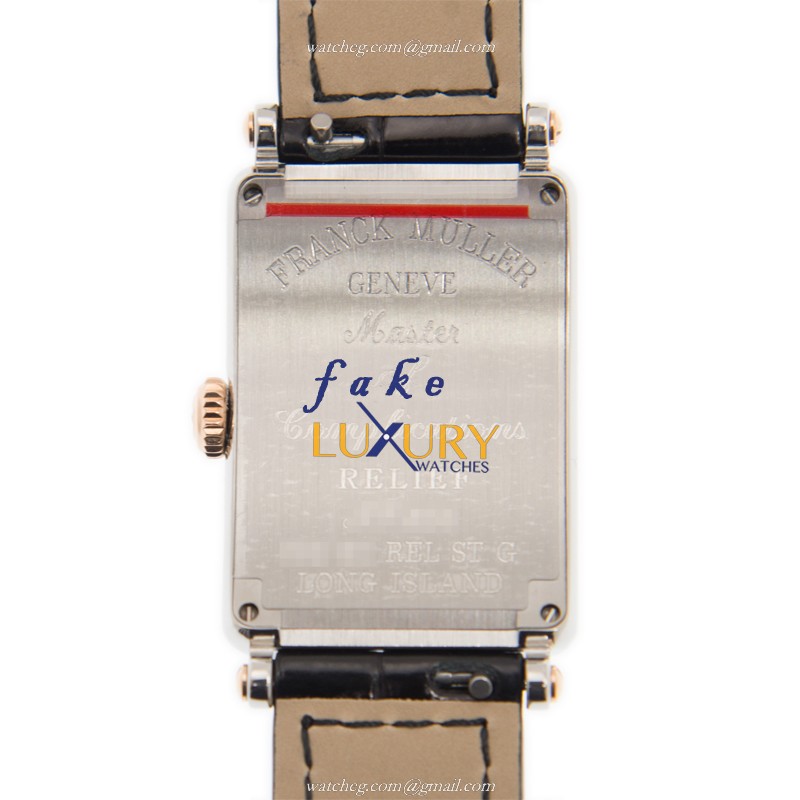 Franck Muller 902QZRELSTGAC LONG ISLAND Quartz Steel Replica Watch, White Dial, Black Alligator - Image 3