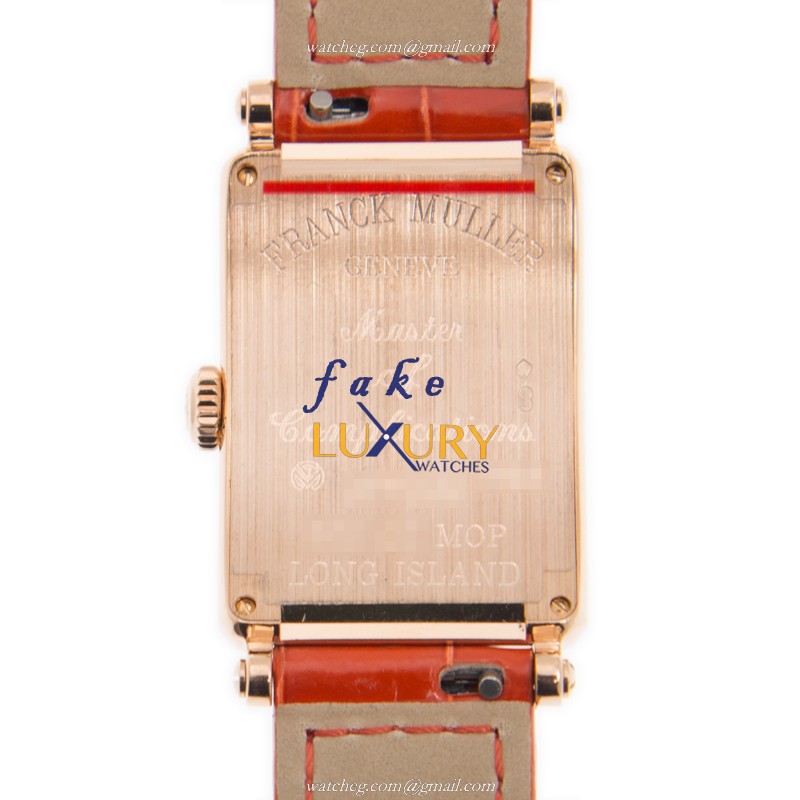Franck Muller 902 QZ MOP 5N Long Island Quartz Replica Watch White Mother of Pearl Dial Orange - Image 3