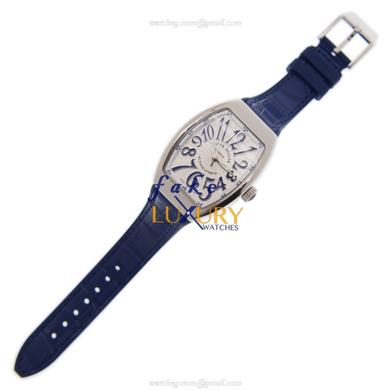 Franck Muller V 32 SC AT FO AC.BU VANGUARD Automatic Stainless Steel White Dial Blue Alligator - Image 2