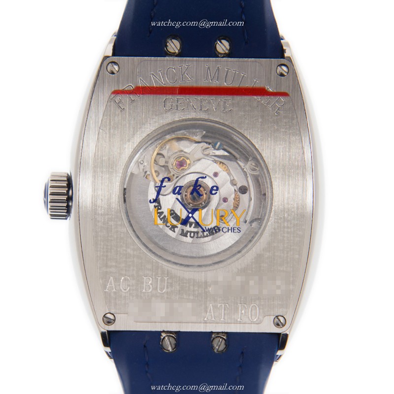 Franck Muller V 32 SC AT FO AC.BU VANGUARD Automatic Stainless Steel White Dial Blue Alligator - Image 3