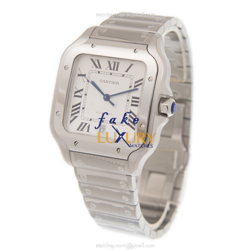 Cartier WSSA0009 Santos de Cartier Replica Watch, Automatic Movement, White Dial, Steel Case - Image 3