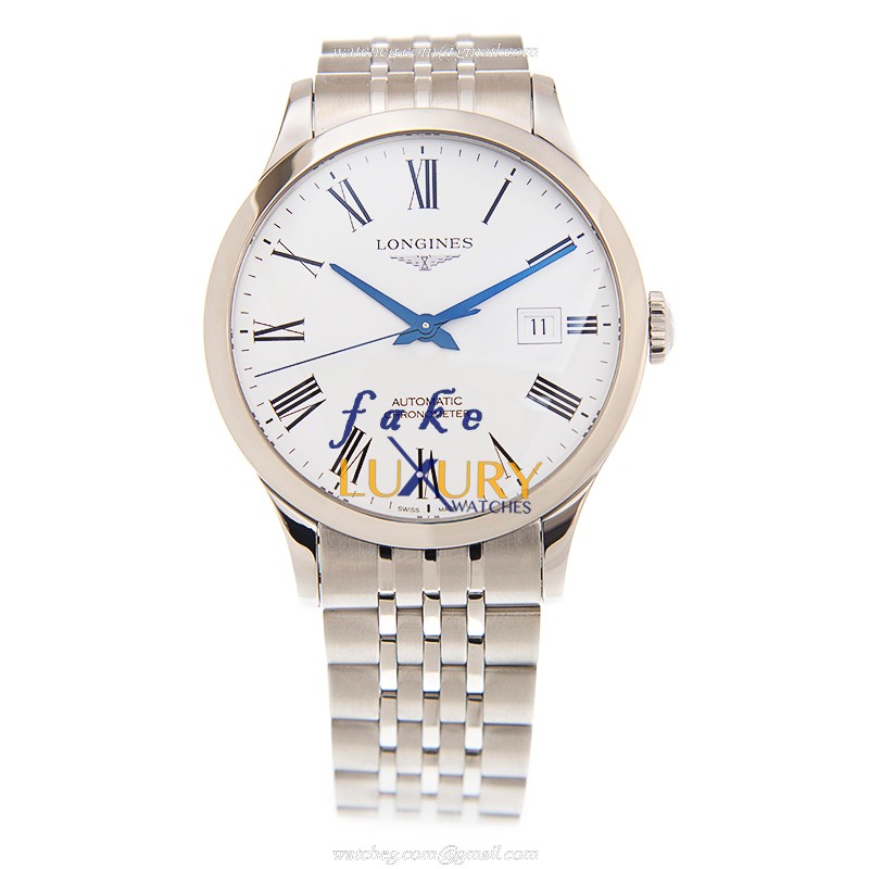 Longines L2.821.4.11.6 Record Replica Watch, White Dial, Automatic Movement, Steel Bracelet - Image 2