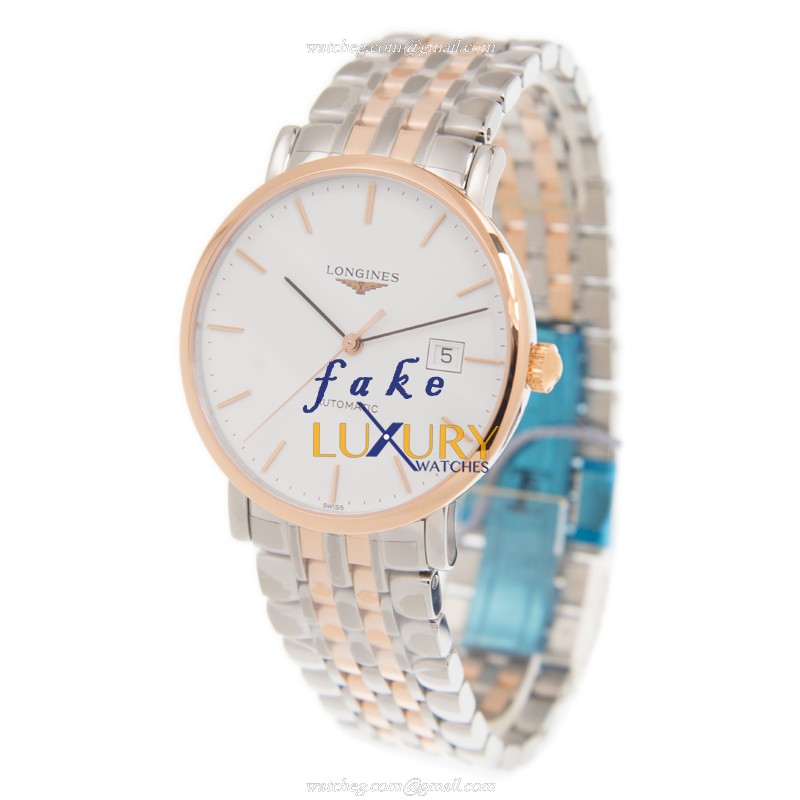 L4.910.5.12.7 - Longines Elegant Replica Watch 39mm Automatic White Dial Rose Gold Steel - Image 3