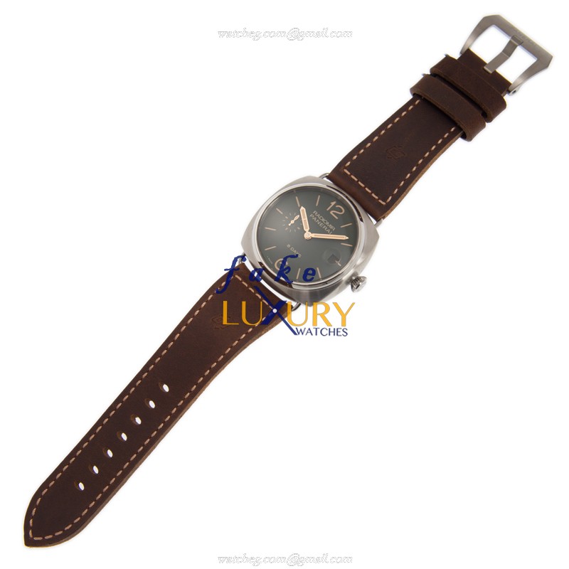 Panerai PAM00735 Radiomir Replica Watch, Manual Wind, Green Dial, PVD Titanium Case, Brown Leather - Image 2