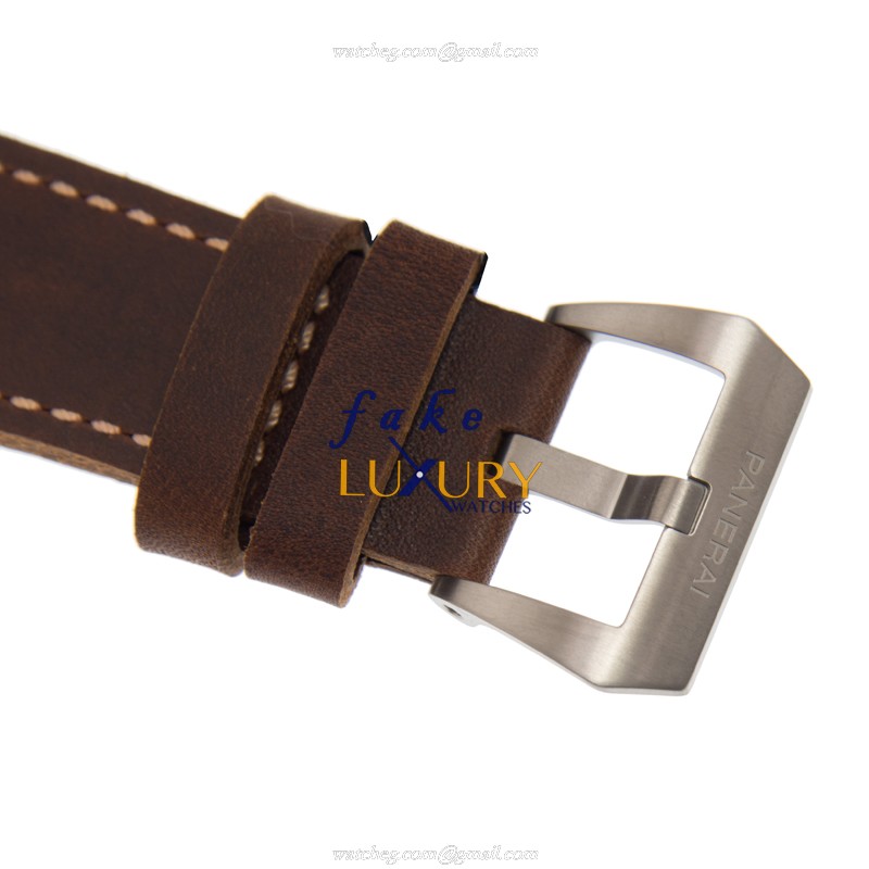 Panerai PAM00735 Radiomir Replica Watch, Manual Wind, Green Dial, PVD Titanium Case, Brown Leather - Image 4