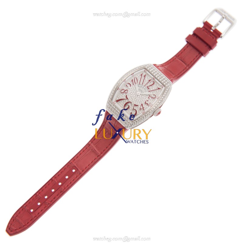 Franck Muller V32QZDCDAC.RG-RED Quartz 18kt White Gold Diamond Replica Watch - Image 2