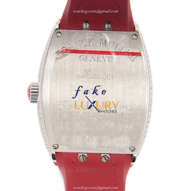 Franck Muller V32QZDCDAC.RG-RED Quartz 18kt White Gold Diamond Replica Watch - Image 3