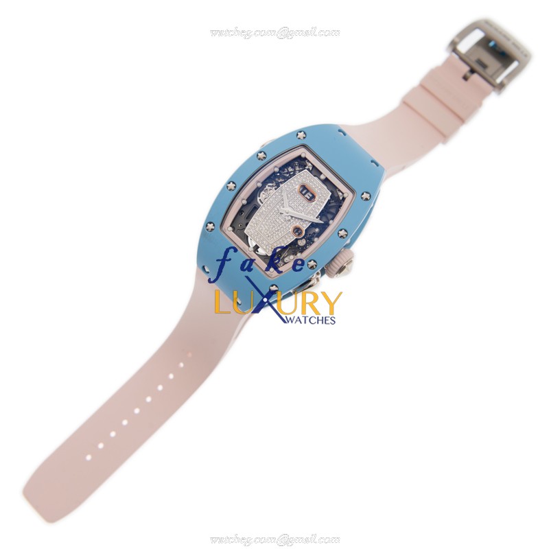 Richard Mille RM037WG-ATZ-B BLUE Replica Watch Automatic Silver Dial Ceramic Steel Pink Rubber Strap - Image 2