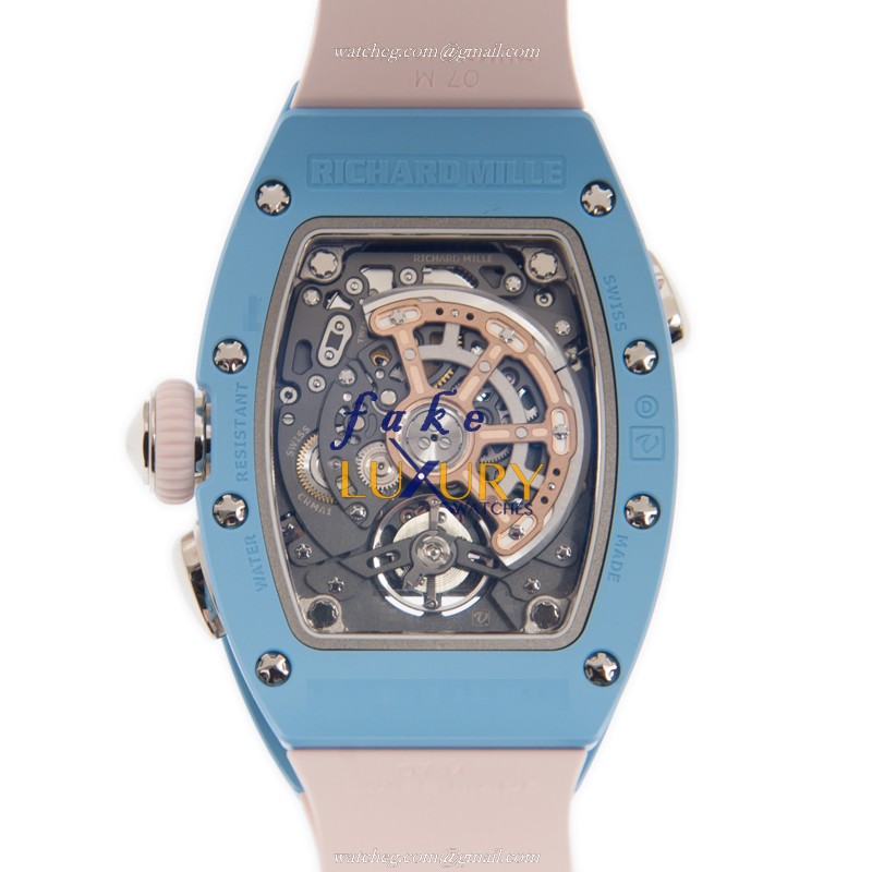 Richard Mille RM037WG-ATZ-B BLUE Replica Watch Automatic Silver Dial Ceramic Steel Pink Rubber Strap - Image 3