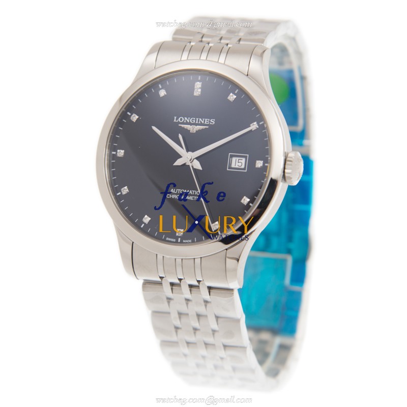 Longines L2.821.4.57.6 Replica Watch, Automatic Movement, Black Dial, Steel Bracelet - Image 3
