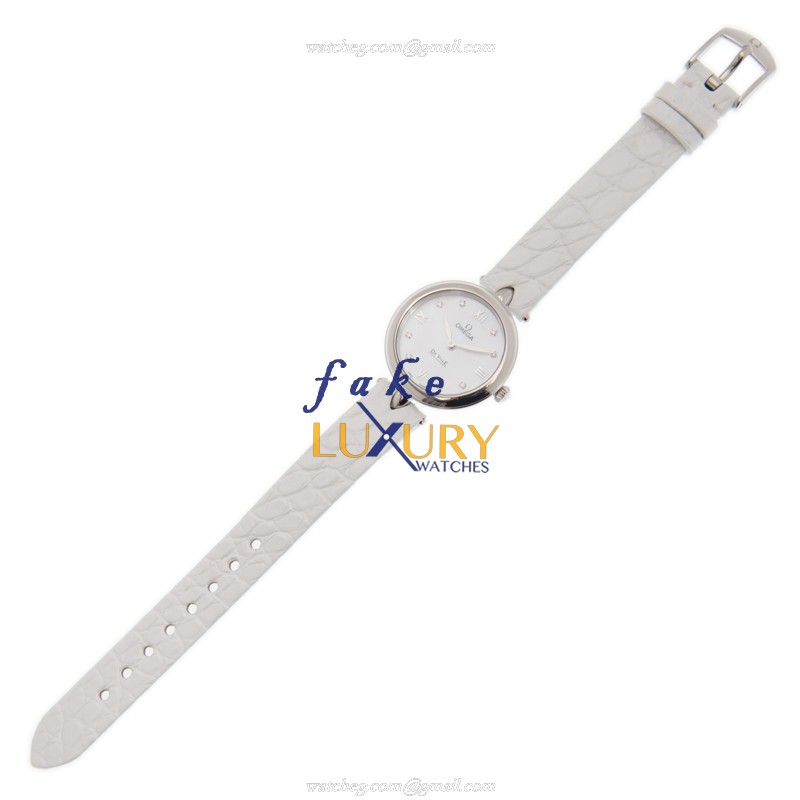 Omega 424.13.27.60.55.001 DE VILLE Quartz Stainless Steel Replica Watch - White Dial, Leather Strap - Image 2