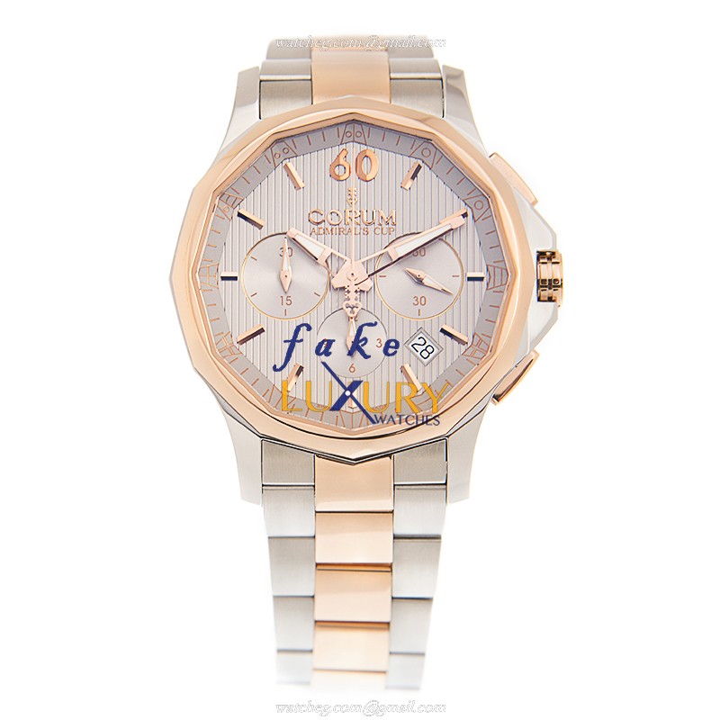 Corum 984.101.24/V705 FH11 Admirals Cup Replica Watch, Silver Dial, Rose Gold Steel Case - Image 2