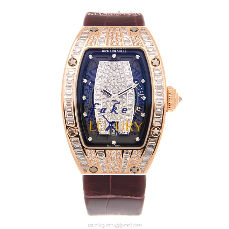 RM007 AH PG - Richard Mille Replica Watch Automatic 18kt Rose Magic Diamond Silver Dial Red - Image 2