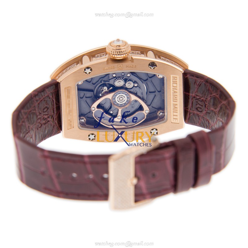 RM007 AH PG - Richard Mille Replica Watch Automatic 18kt Rose Magic Diamond Silver Dial Red - Image 4