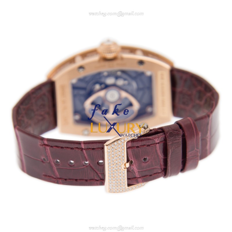 RM007 AH PG - Richard Mille Replica Watch Automatic 18kt Rose Magic Diamond Silver Dial Red - Image 5
