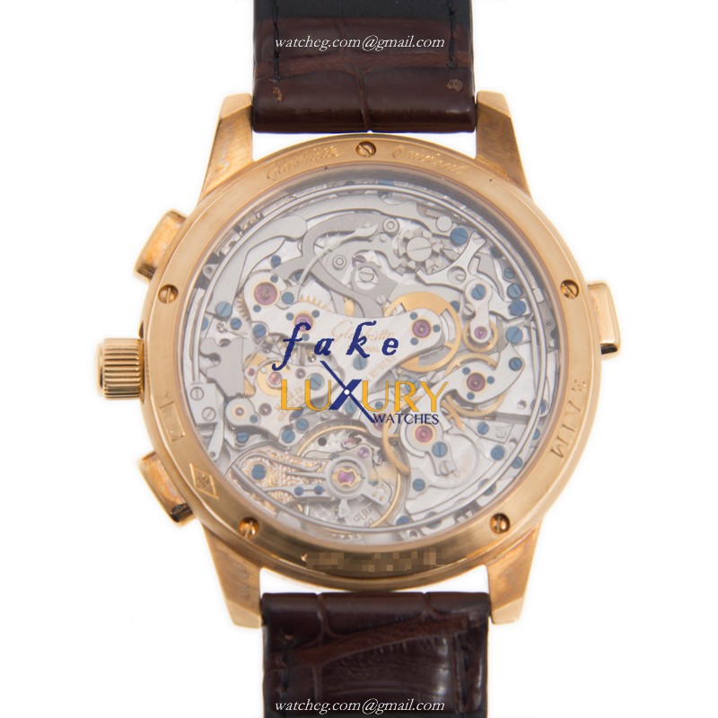 60-01-03-03-06 - Glashutte PANO Manual Wind 18kt Rose Gold Replica Watch White Dial - Image 3