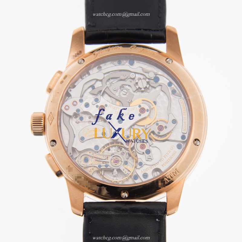 Glashutte 1-61-03-25-15-04 PANO Manual Wind 18kt Rose Gold White Dial Alligator Strap Replica Watch - Image 3