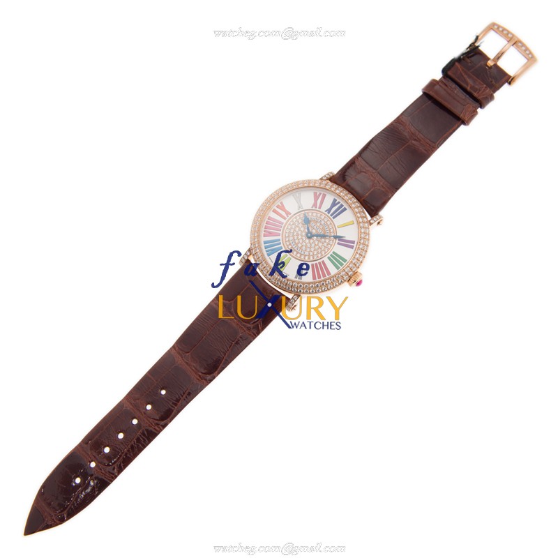 Franck Muller 8038 QZ COL DRM R D CD 1P 5N ROUND Quartz 18kt Rose Gold & Diamonds Replica Watch - Image 2