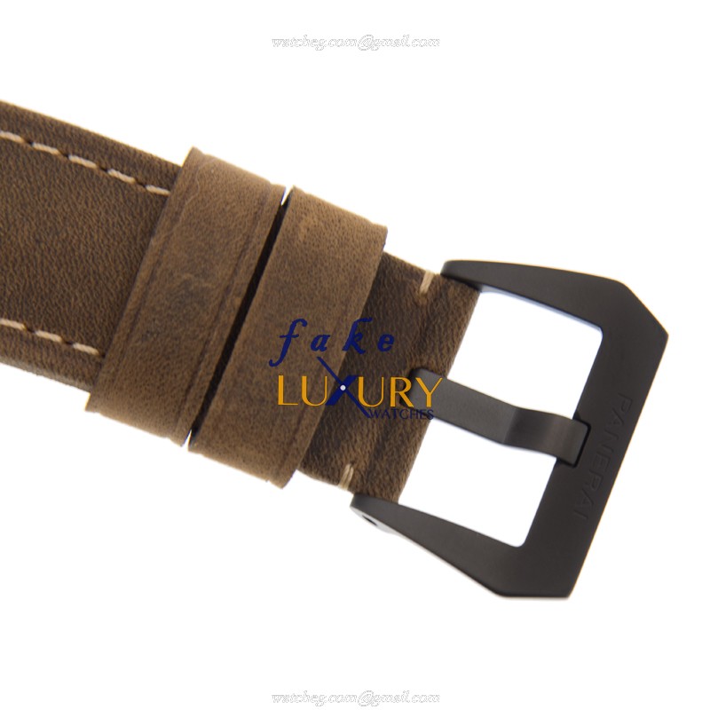Panerai PAM01441 LUMINOR Automatic Ceramic Replica Watch - Black Dial, Brown Leather Strap - Image 4