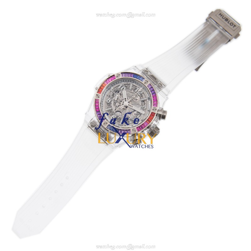 Hublot 411.JX.4803.RT.4098 BIG BANG Automatic 18kt White Gold Sapphire | 45mm Case | Transparent - Image 2