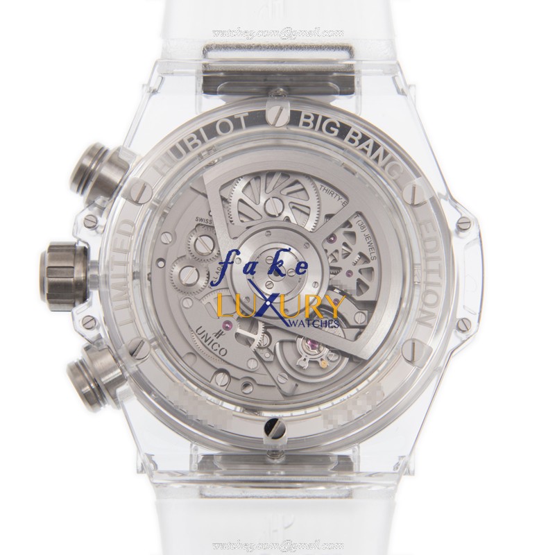 Hublot 411.JX.4803.RT.4098 BIG BANG Automatic 18kt White Gold Sapphire | 45mm Case | Transparent - Image 3