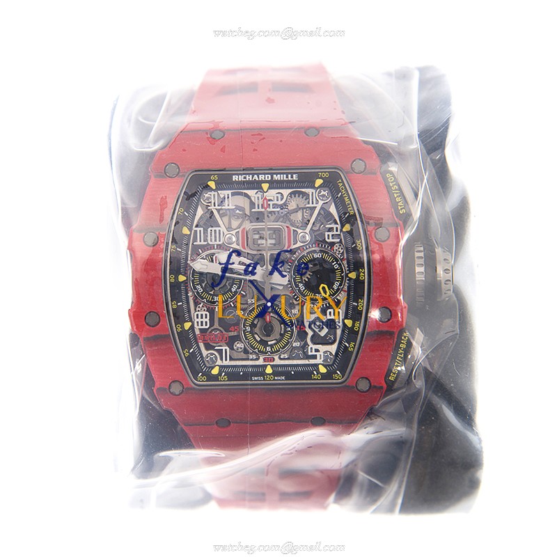 Richard Mille RM11-03 RED NTPT Replica Watch, Silver Dial, PVD Titanium Case, Red Rubber Strap - Image 2