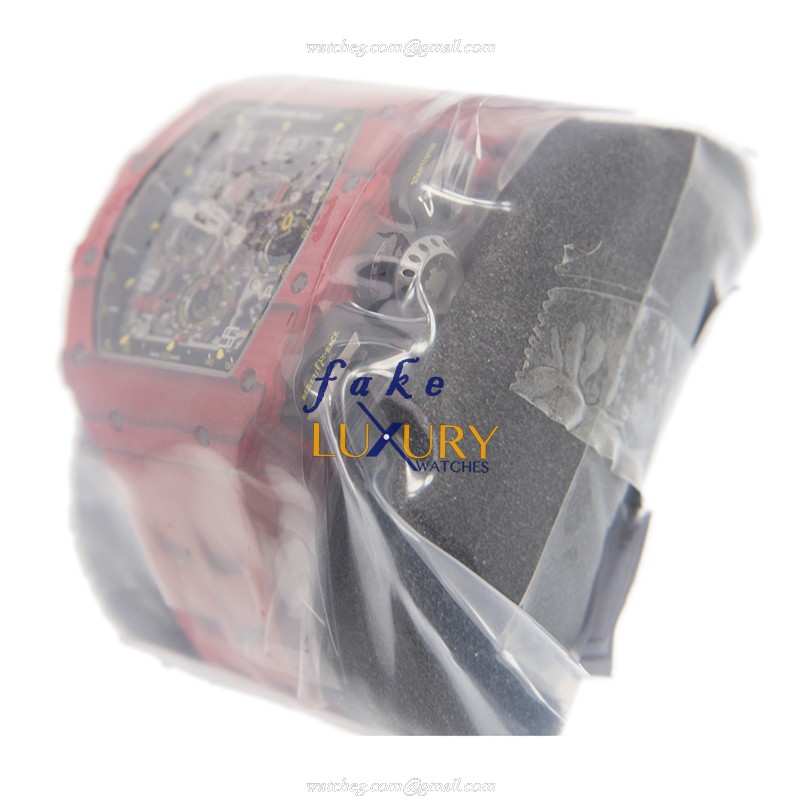 Richard Mille RM11-03 RED NTPT Replica Watch, Silver Dial, PVD Titanium Case, Red Rubber Strap - Image 3